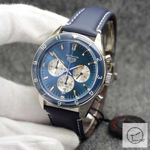 Tag Heuer Autavia Date Blue Dial Quartz Chronograph Tachymeter Leather Strap Men's Watch AHG27175695870