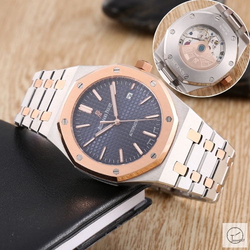 Audemars Piguet Royal Oak Offshore Original Clasp Two Tone Silver Rose Gold Case Blue Dial 41mm Cal.2813 Automatic Movement Back Glass Men's Watch AU45898300