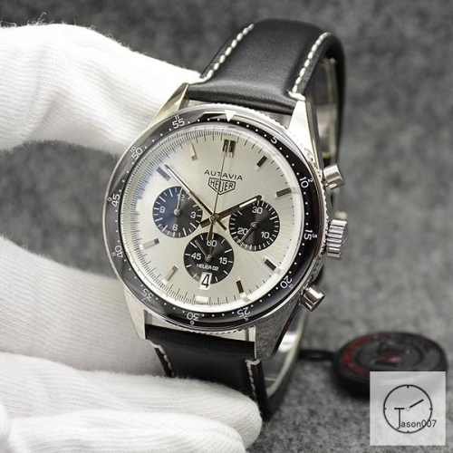 Tag Heuer Autavia Date Silver Dial Quartz Chronograph Tachymeter Leather Strap Men's Watch AHG27245695870