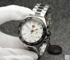 Tag Heuer Carrera F1 Silver Dial Quartz Chronograph Function Blue Two Tone Ceramic Strap Mens Watch ATGH250495850