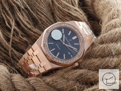Audemars Piguet Royal Oak 18k Rose Gold Diamond ETA Swiss Automatic Movement Back Glass Blue Dial 42mm Men's Watch AU55892790