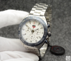 Tag Heuer Carrera F1 Silver Dial Quartz Chronograph Function Blue Two Tone Ceramic Strap Mens Watch ATGH249395850