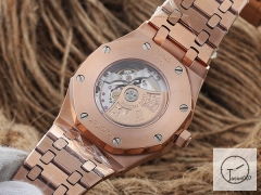 Audemars Piguet Royal Oak 18k Rose Gold Diamond ETA Swiss Automatic Movement Back Glass Gray Dial 42mm Men's Watch AU55892890