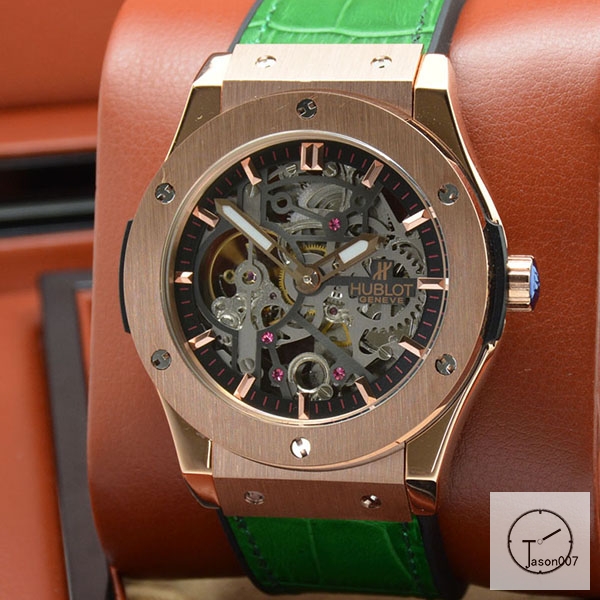 Hublot Fusion Skeleton Black Case Stainless steel Automatic Mechincal Movement Rubber Strap Geneva Glass Back Men's Watch HUBX397402520