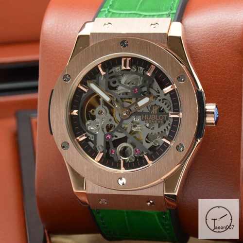 Hublot Fusion Skeleton Black Case Stainless steel Automatic Mechincal Movement Rubber Strap Geneva Glass Back Men's Watch HUBX397402520