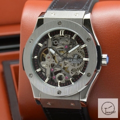 Hublot Fusion Skeleton Case Stainless steel Automatic Mechincal Movement Rubber Strap Geneva Glass Back Men's Watch HUBX396602520