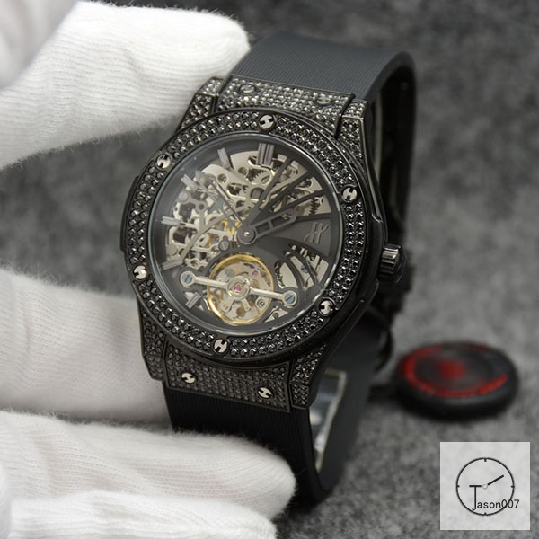 Hublot Fusion Skeleton Dial Full Diamond Case Stainless steel Automatic Mechincal Movement Rubber Strap Geneva Glass Back Men's Watch HUBX5605802530
