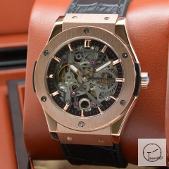 Hublot Fusion Skeleton Black Case Stainless steel Automatic Mechincal Movement Rubber Strap Geneva Glass Back Men's Watch HUBX398202520