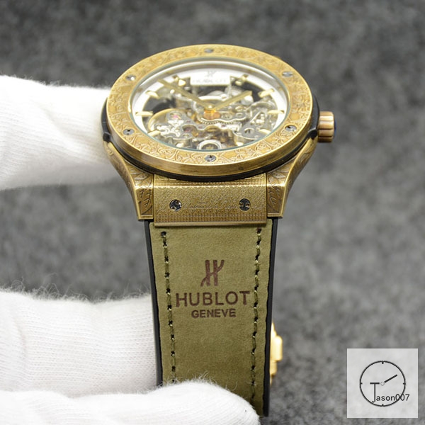 Hublot Fusion Skeleton Carving Case Stainless steel Automatic Mechincal Movement Rubber Strap Geneva Glass Back Men's Watch HUBX398302580