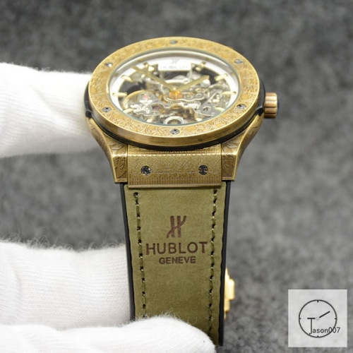 Hublot Fusion Skeleton Carving Case Stainless steel Automatic Mechincal Movement Rubber Strap Geneva Glass Back Men's Watch HUBX398302580