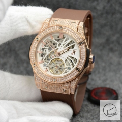 Hublot Fusion Skeleton Dial Full Diamond Case Stainless steel Automatic Mechincal Movement Rubber Strap Geneva Glass Back Men's Watch HUBX5609802530