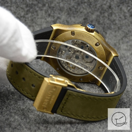 Hublot Fusion Skeleton Carving Case Stainless steel Automatic Mechincal Movement Rubber Strap Geneva Glass Back Men's Watch HUBX398302580