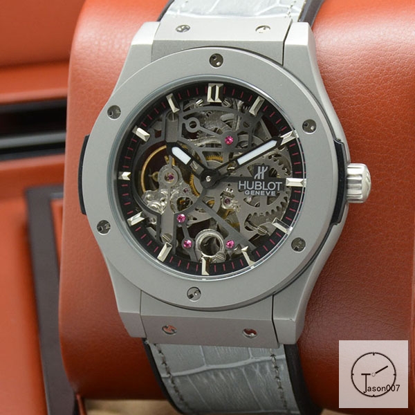 Hublot Fusion Skeleton Black Case Stainless steel Automatic Mechincal Movement Rubber Strap Geneva Glass Back Men's Watch HUBX397002520