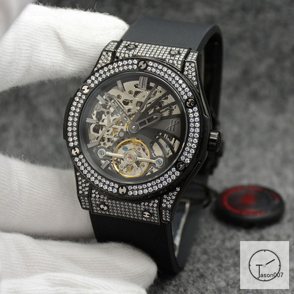 Hublot Fusion Skeleton Dial Full Diamond Case Stainless steel Automatic Mechincal Movement Rubber Strap Geneva Glass Back Men's Watch HUBX5609802530