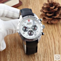 Tudor Fastrider Chrono Silver Dial Quartz Chronograph 70330N-95740 Pre-Owned Stainless Steel Leather Strap Mens Wristwatches TUF26014785450