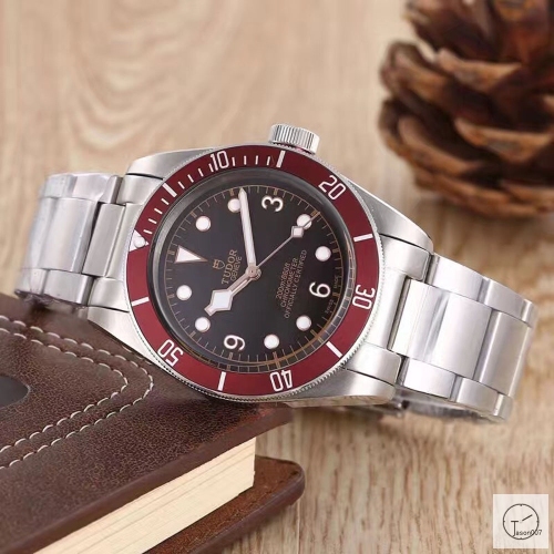 Tudor Black Bay Red Bezel Black Dial Automatic Mechincal Movement Stainless Steel 70330N-95740 Pre-Owned Stainless Steel Leather Brown Strap Mens Wristwatches TUF26254785450