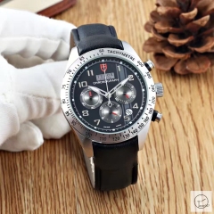 Tudor Fastrider Chrono Silver Dial Quartz Chronograph 70330N-95740 Pre-Owned Stainless Steel Leather Brown Strap Mens Wristwatches TUF26024785450