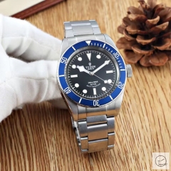 Tudor Black Bay Blue Bezel Black Dial Automatic Mechincal Movement Stainless Steel 70330N-95740 Pre-Owned Stainless Steel Leather Brown Strap Mens Wristwatches TUF26174785450