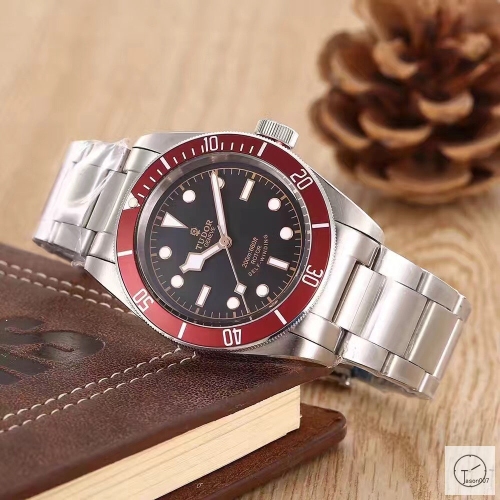 Tudor Black Bay Red Bezel Black Dial Automatic Mechincal Movement Stainless Steel 70330N-95740 Pre-Owned Stainless Steel Leather Brown Strap Mens Wristwatches TUF26234785450