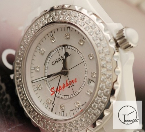 Chanel J12 Silver Dial Diamond Bezel 38MM Size Ceramic Watch Quartz Battery Movement Womens Watches CHA126872285600