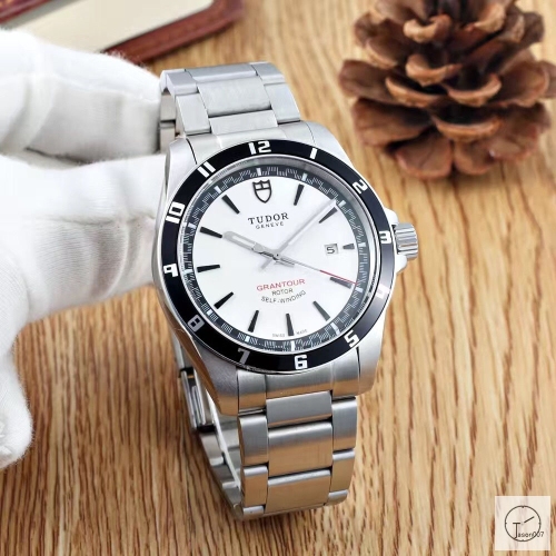 Tudor Grantour Black Bezel Silver Dial Automatic Mechincal Movement Stainless Steel 70330N-95740 Pre-Owned Stainless Steel Strap Mens Wristwatches TUF26384785450