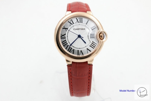 Cartier blue balloon White Dial Red Leather 39 Rose Gold Men's Cal.2813 Quartz Movement High Quality WoWatch CAR2100500