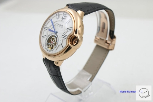 Cartier blue balloon W6920001 18K Rose Gold Leather 46mm Sapphire Glass Men's Cal.2813 Tourbillon Automatic Movement High Quality Watch CAR3100040