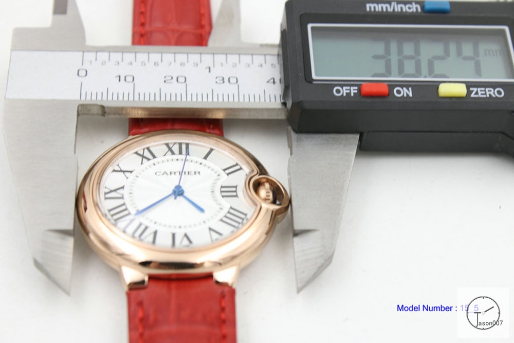 Cartier blue balloon White Dial Red Leather 39 Rose Gold Men's Cal.2813 Quartz Movement High Quality WoWatch CAR2100500
