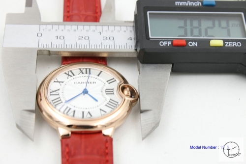 Cartier blue balloon White Dial Red Leather 39 Rose Gold Men's Cal.2813 Quartz Movement High Quality WoWatch CAR2100500