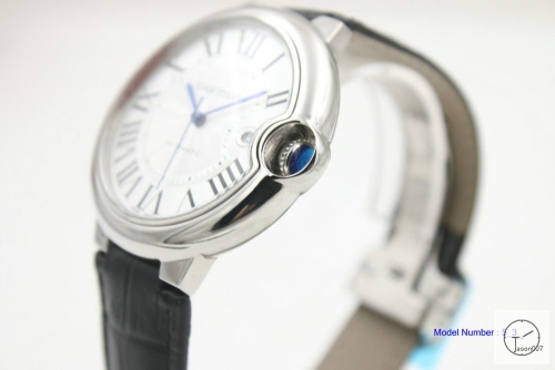 Cartier blue balloon W6900556 Leather Silver 43mm Date Sapphire Glass Men's Cal.2813 Automatic Movement High Quality Watch CAR2100460
