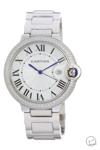 Cartier blue balloon stainless steel Strap 40mm Diamond Silver bezel White Dial Men's Quartz Movement Date AAA Quality Men Watch CAR2102280