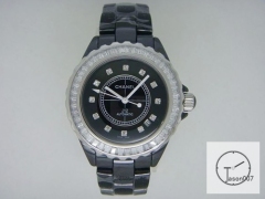 Chanel J12 Black Dial Diamond Bezel 38MM Size Ceramic Watch Quartz Battery Movement Womens Watches CHA126812885600