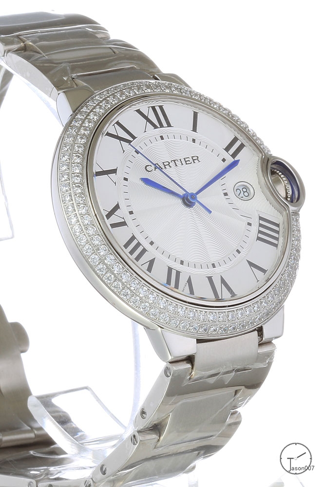 Cartier blue balloon stainless steel Strap 40mm Diamond Silver bezel White Dial Men's Quartz Movement Date AAA Quality Men Watch CAR2102280
