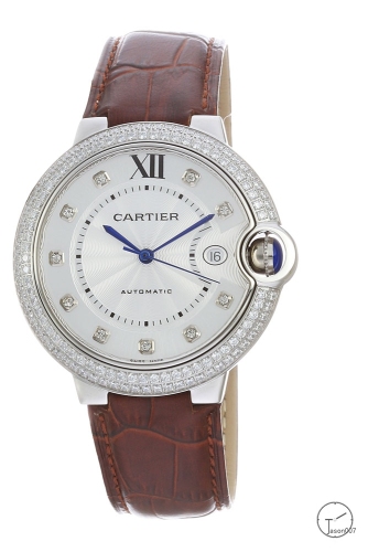 Cartier blue balloon 40mm Brown Leather stainless steel Men's Automatic Movement Date AAA Quality Diamond Case Men Watch CAR3101340