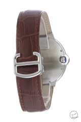 Cartier blue balloon Leather Strap 40mm Diamond Silver bezel White Dial Men's Quartz Movement Date AAA Quality Men Watch CAR2102380