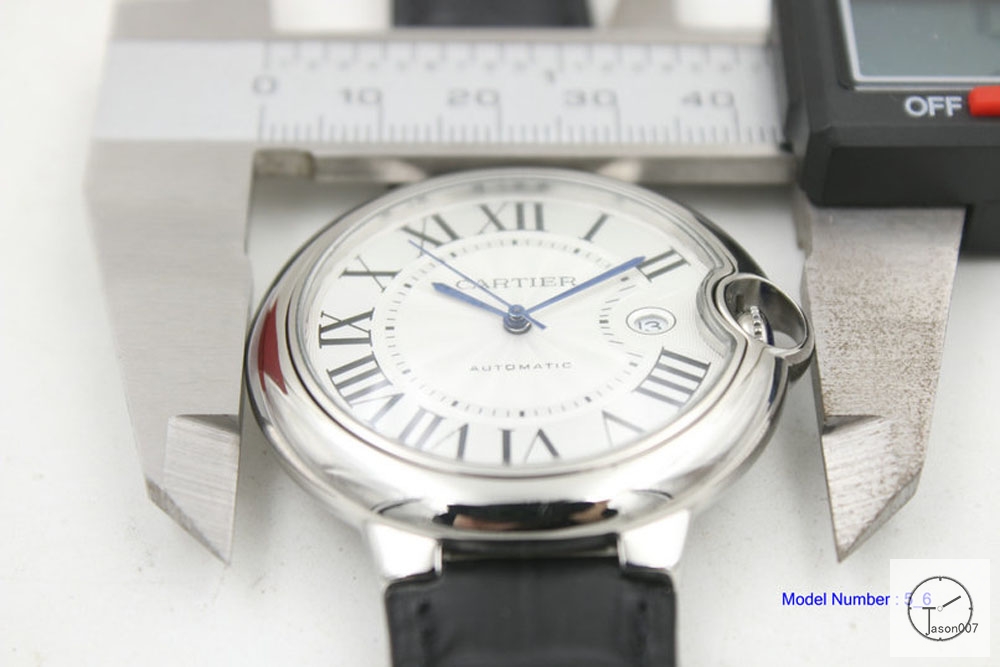 Cartier blue balloon W6900556 Leather Silver 43mm Date Sapphire Glass Men's Cal.2813 Automatic Movement High Quality Watch CAR2100460