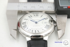 Cartier blue balloon W6900556 Leather Silver 43mm Date Sapphire Glass Men's Cal.2813 Automatic Movement High Quality Watch CAR2100460