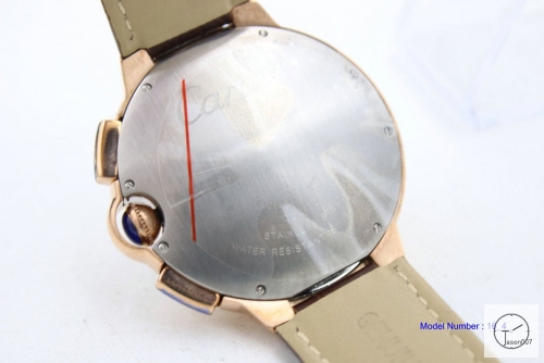 Cartier blue balloon Brown Leather 47mm Rose Gold Men's Quartz Chronograph High Quality Watch CAR2100590