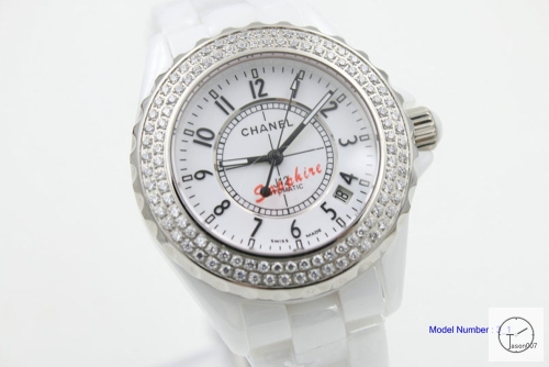 Chanel J12 Silver Dial Diamond Bezel 38MM Size Ceramic Watch Quartz Battery Movement Womens Watches CHA1268785600