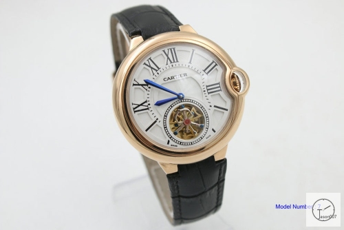 Cartier blue balloon W6920001 18K Rose Gold Leather 46mm Sapphire Glass Men's Cal.2813 Tourbillon Automatic Movement High Quality Watch CAR3100040
