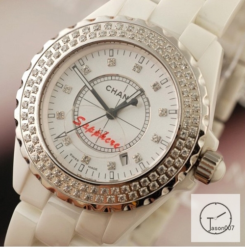 Chanel J12 Silver Dial Diamond Bezel 38MM Size Ceramic Watch Quartz Battery Movement Womens Watches CHA126872285600