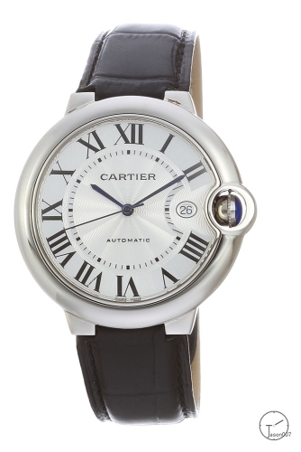 Cartier blue balloon 40mm Black Leather Silver Men's Automatic Movement Date AAA Quality Men Watch CAR3100900