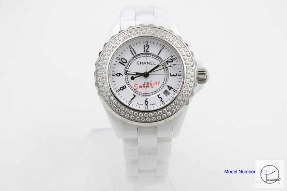 Chanel J12 Silver Dial Diamond Bezel 38MM Size Ceramic Watch Quartz Battery Movement Womens Watches CHA1268785600