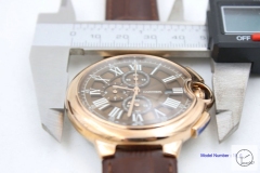 Cartier blue balloon Brown Leather 47mm Rose Gold Men's Quartz Chronograph High Quality Watch CAR2100590