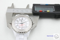 Chanel J12 Silver Dial Diamond Bezel 38MM Size Ceramic Watch Quartz Battery Movement Womens Watches CHA1268785600
