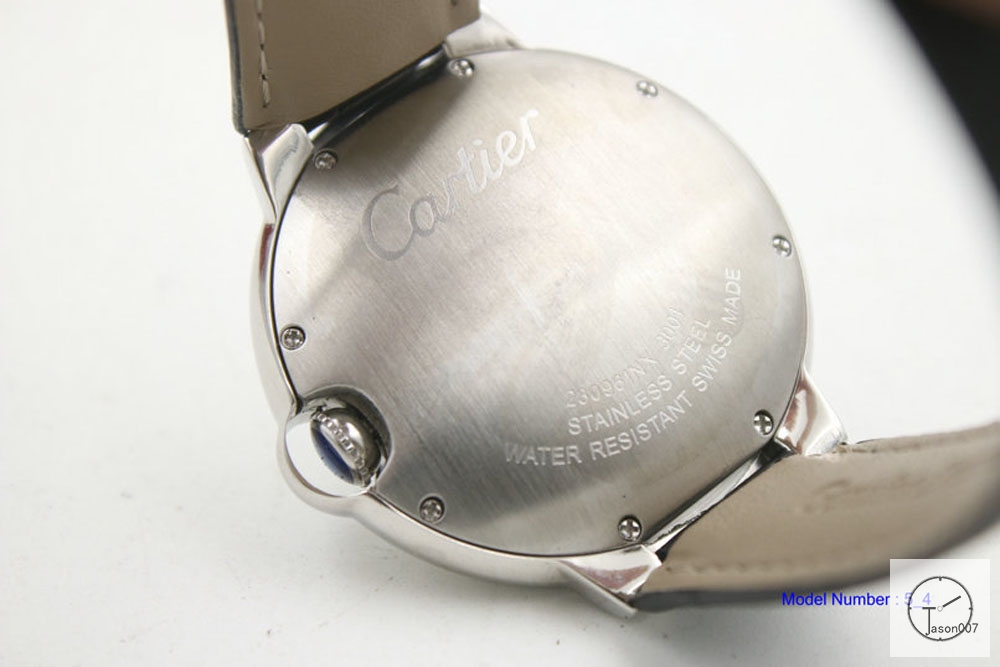 Cartier blue balloon W6900556 Leather Silver 43mm Date Sapphire Glass Men's Cal.2813 Automatic Movement High Quality Watch CAR2100460