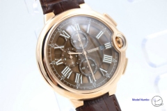 Cartier blue balloon Brown Leather 47mm Rose Gold Men's Quartz Chronograph High Quality Watch CAR2100590
