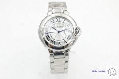 Cartier blue balloon 40mm 18k Silver Men's Quartz Movement High Quality men Watch CAR1100880