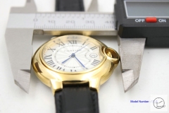 Cartier blue balloon 40mm 18k Gold Men's Quartz Movement Black Leather Date High Quality Watch CAR2100600