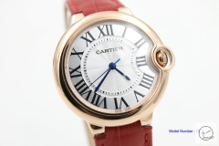 Cartier blue balloon White Dial Red Leather 39 Rose Gold Men's Cal.2813 Quartz Movement High Quality WoWatch CAR2100500